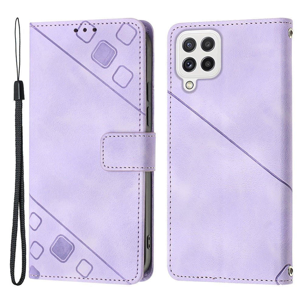 PT005 YB Imprinting Series-6 Leather Case for Samsung Galaxy A22 4G (EU Version) / M32 (Global Version) 4G / F22 / M22 Flip Stand Wallet Cover PT005 YB Imprinting Series-6 Leather Case for Samsung Galaxy A22 4G (EU Version) / M32 (Global Version) 4G / F22 / M22 Flip Stand Wallet Cover